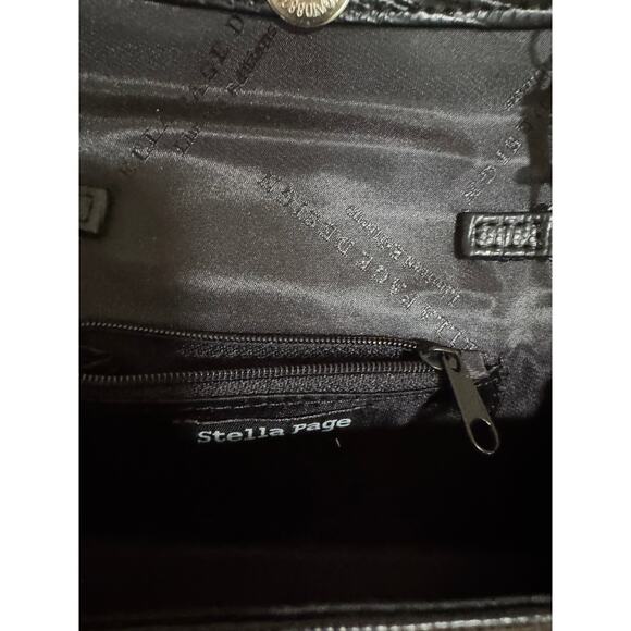 Stella Page | Black Leather Silver Hardware Red Sparkle Decoupage Chain Purse - Picture 10 of 13